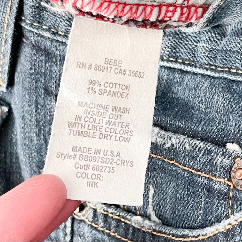 bebe Boot Cut Mid Rise Jeans Rhinestone Pockets 29 - Picture 10 of 16